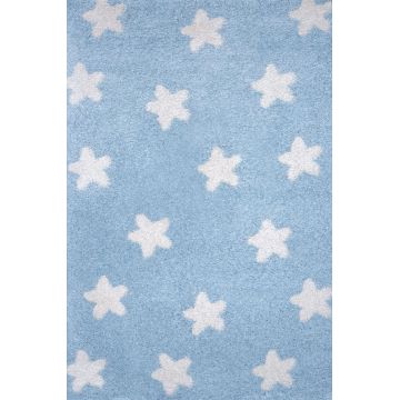 Χαλί παιδικό Shaggy Cocoon 8391/30 γαλάζιο με αστεράκια