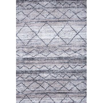 Shaggy Vesna 8494/110 carpet abstract gray off-white ethnic stripes