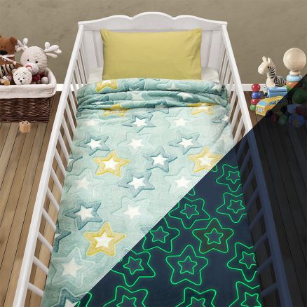 LINO ΚΟΥΒΕΡΤΑ FLEECE ΦΩΣΦΟΡΙΖΕ STER MINT 110X150