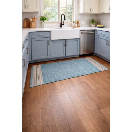 Cotton / chenille mat 65x160cm Royal Carpet Laos 07 Blue Stripes