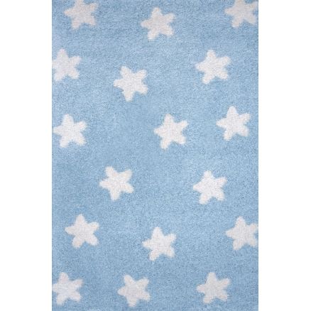 CHILDREN'S rug Shaggy Cocoon 8391/30 light blue with stars